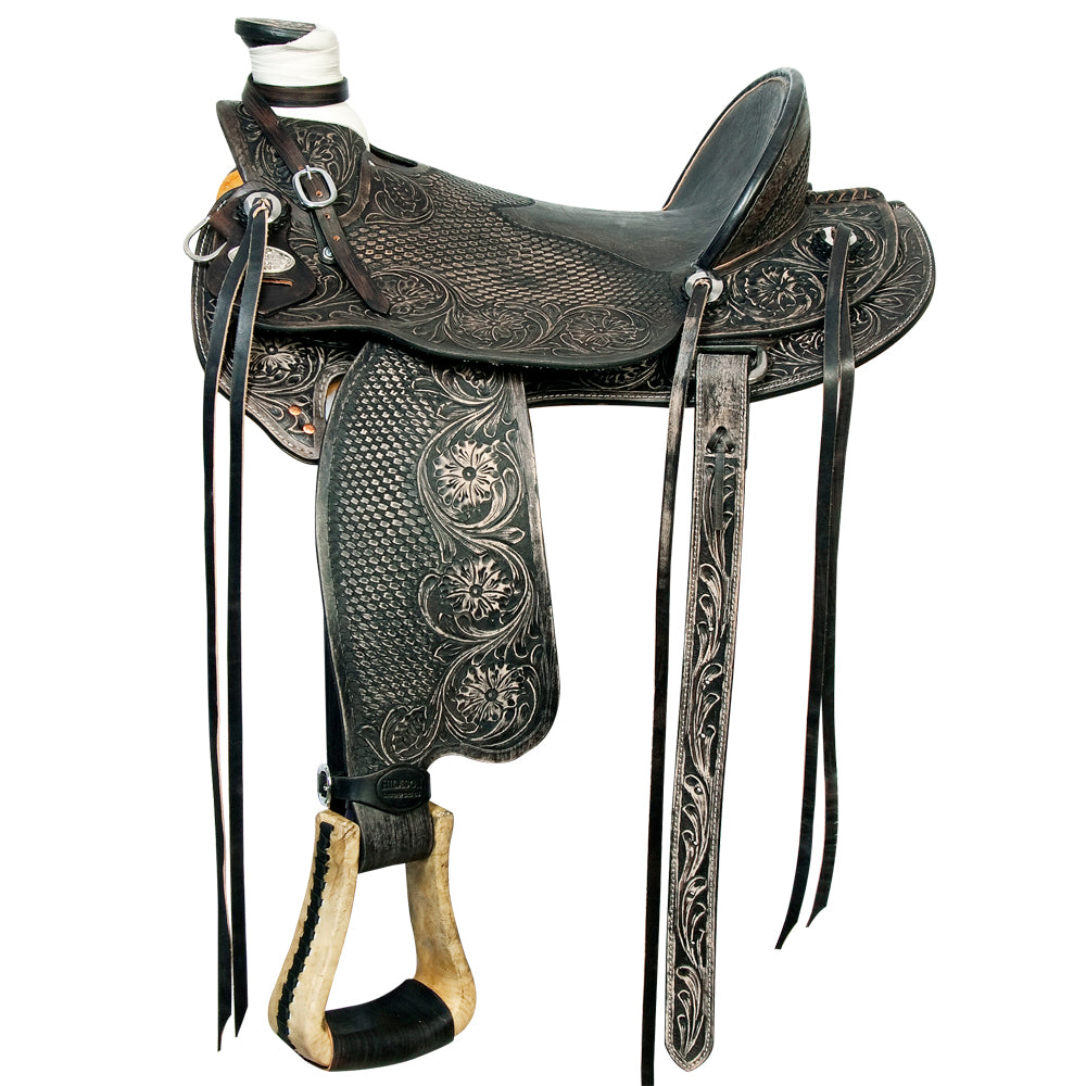 HILASON Western Horse Wade Saddle American Leather Ranch Roping Antique Black | Hand Tooled & For Horses