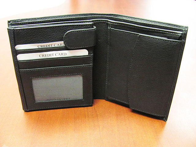 Men'S Genuine Calf Leather Id Credit Card Holder Coin Purse Wallet Pockets