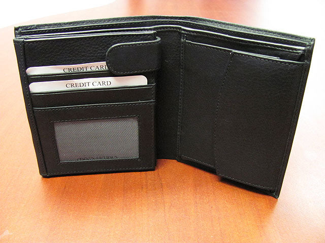 Men'S Genuine Calf Leather Id Credit Card Holder Coin Purse Wallet Pockets