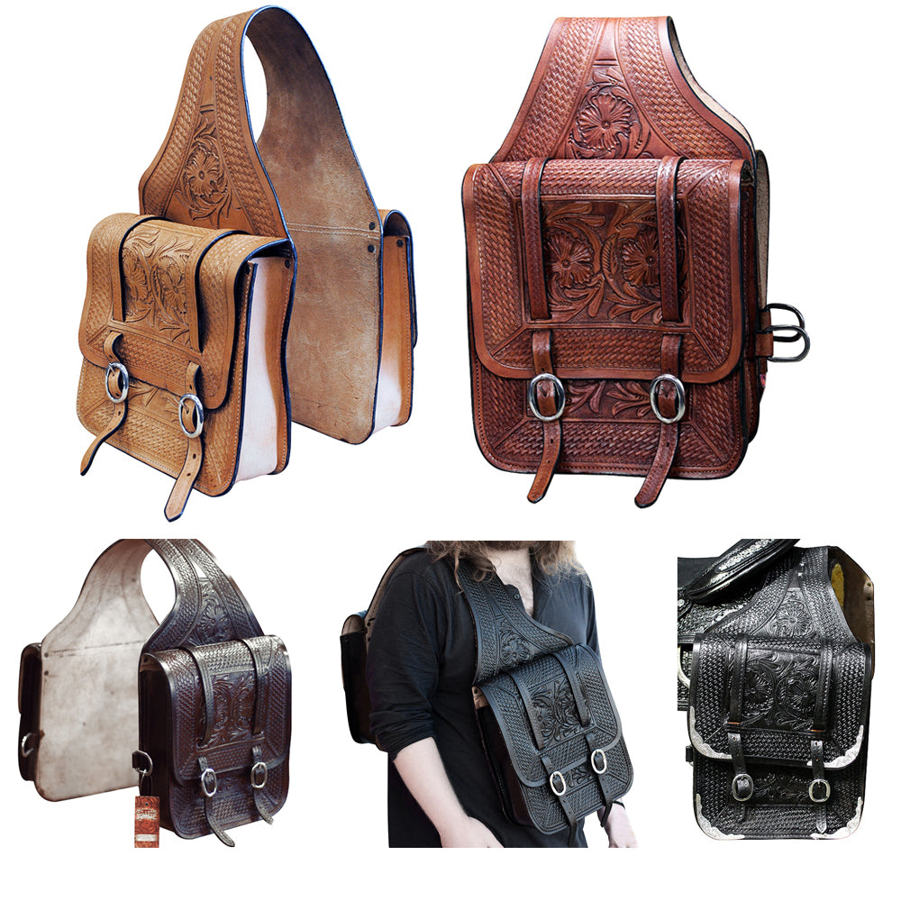 11 X 10.5 In Horse Western Saddle Bag Leather Cowboy Trail Ride Hilason