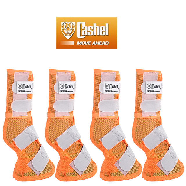 4 Pack Cashel Fly Warmblood Horse Leg Guard Cool Mesh Boots Orange
