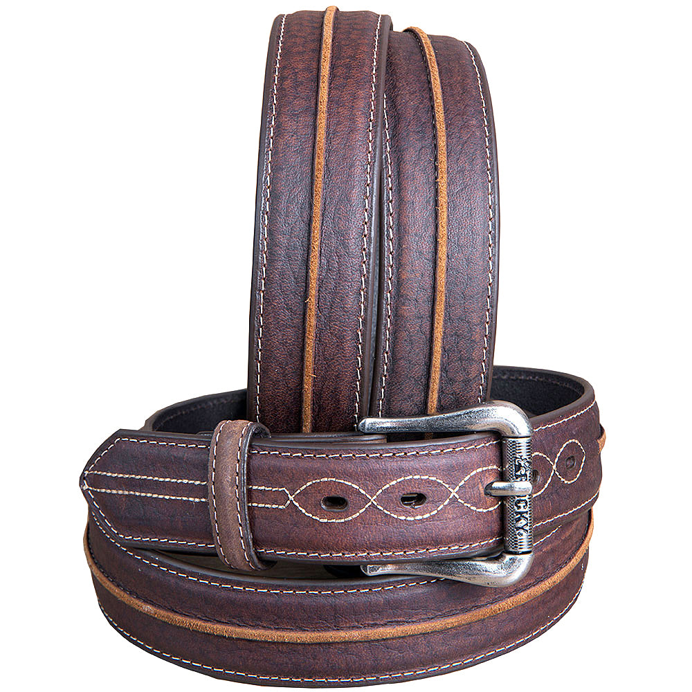 3D Men's Distressed Full-Grain Leather Belt With Antique Silver Roller Buckle