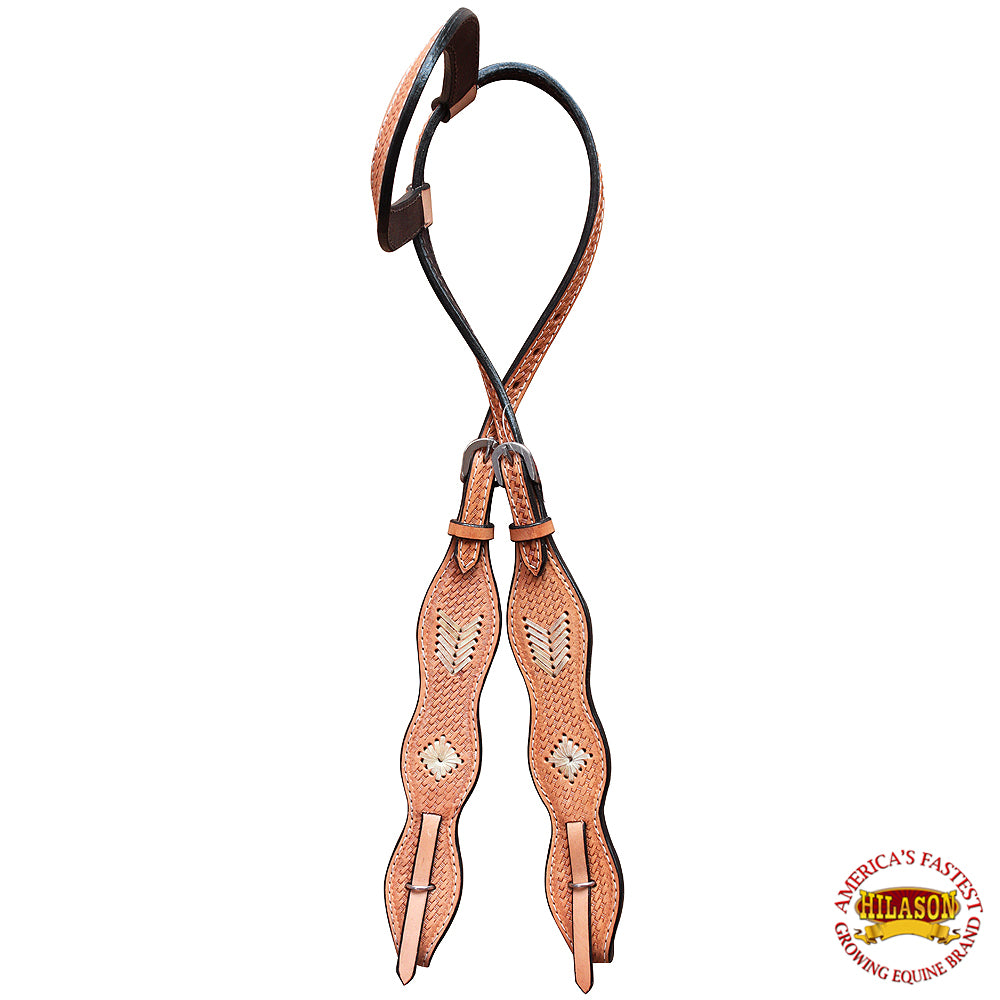 HILASON Western American Leather Horse One Ear Headstall Tan Hand Tool Basket