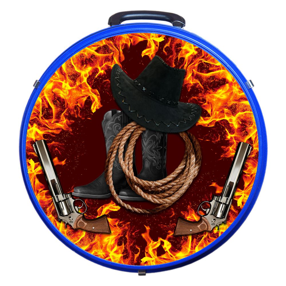 Hilason Medium 4 Rope Capacity Rope Can With Attractive Printed Genuine Leather Trim