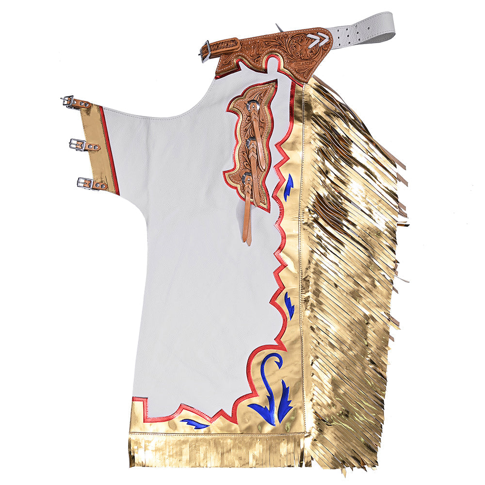 Hilason Handmade Genuine Leather Chaps Adult Handtooled Rodeo Bull Riding