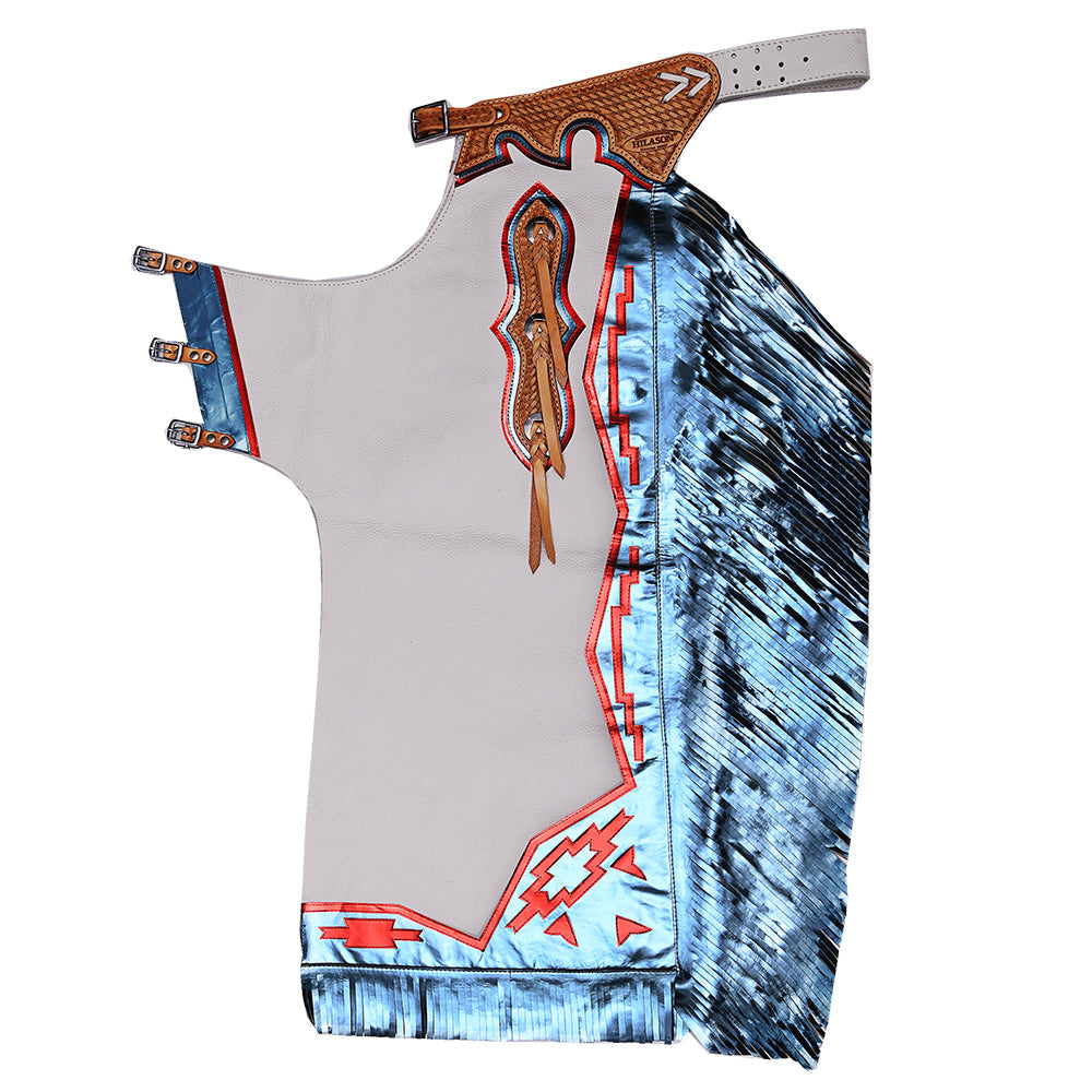 Hilason Handmade Genuine Leather Chaps Adult Handtooled Rodeo Bull Riding