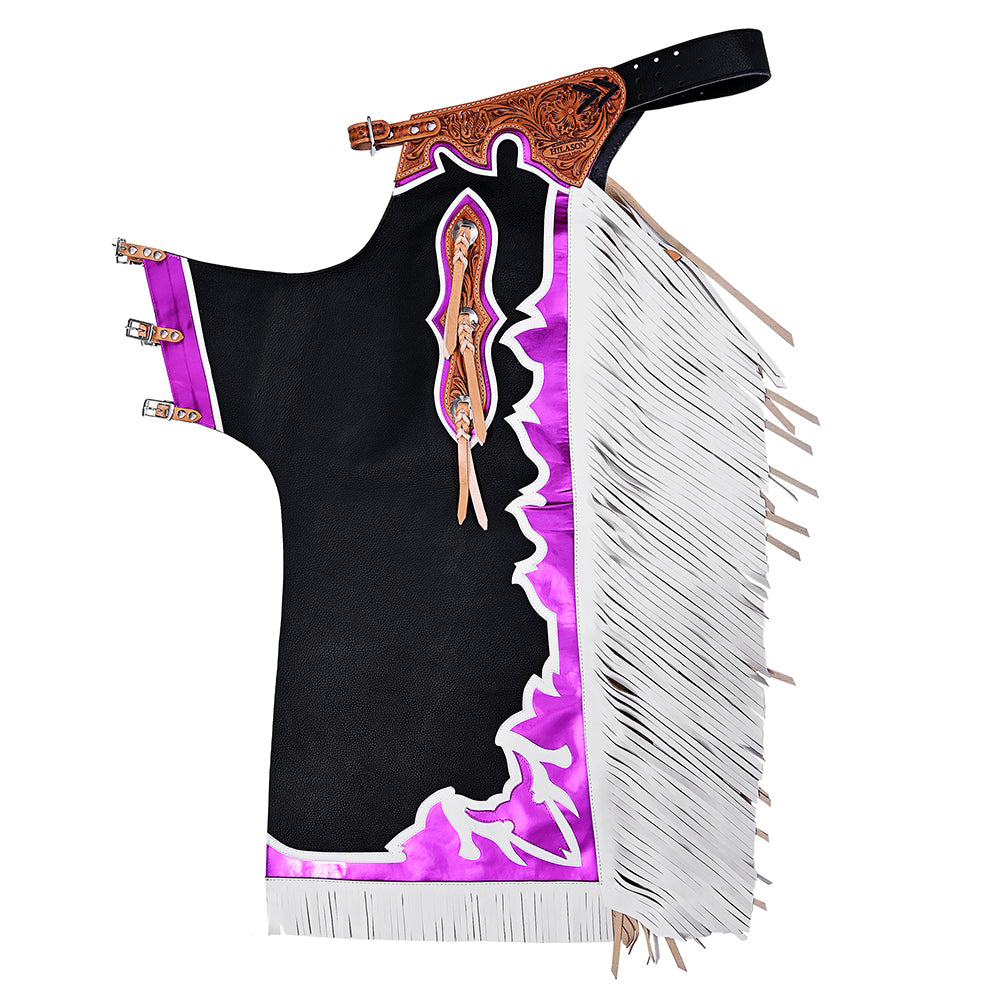 HILASON Western Horse Bull Riding Genuine Leather Rodeo Chaps