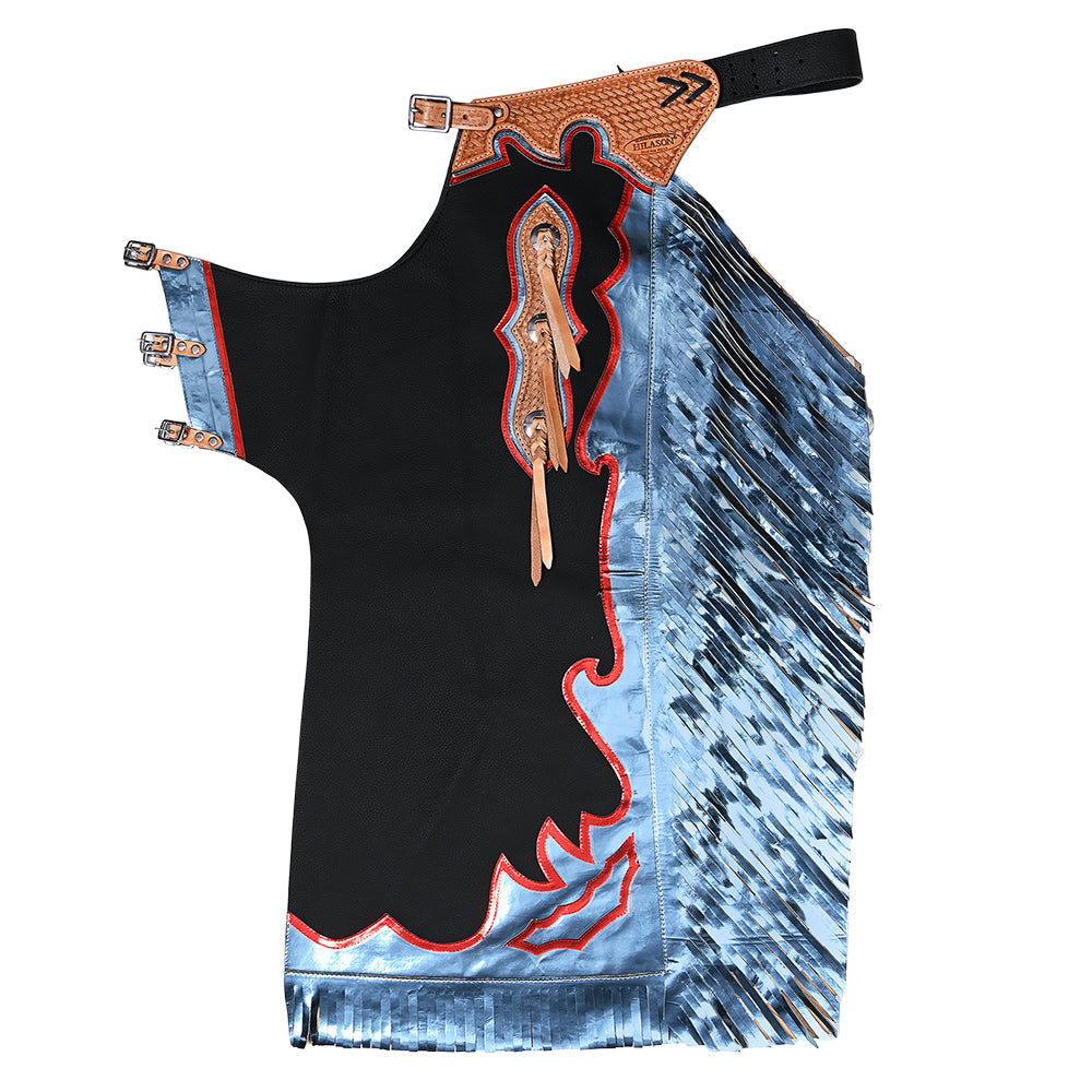 Hilason Handmade Genuine Leather Chaps Adult Handtooled Rodeo Bull Riding