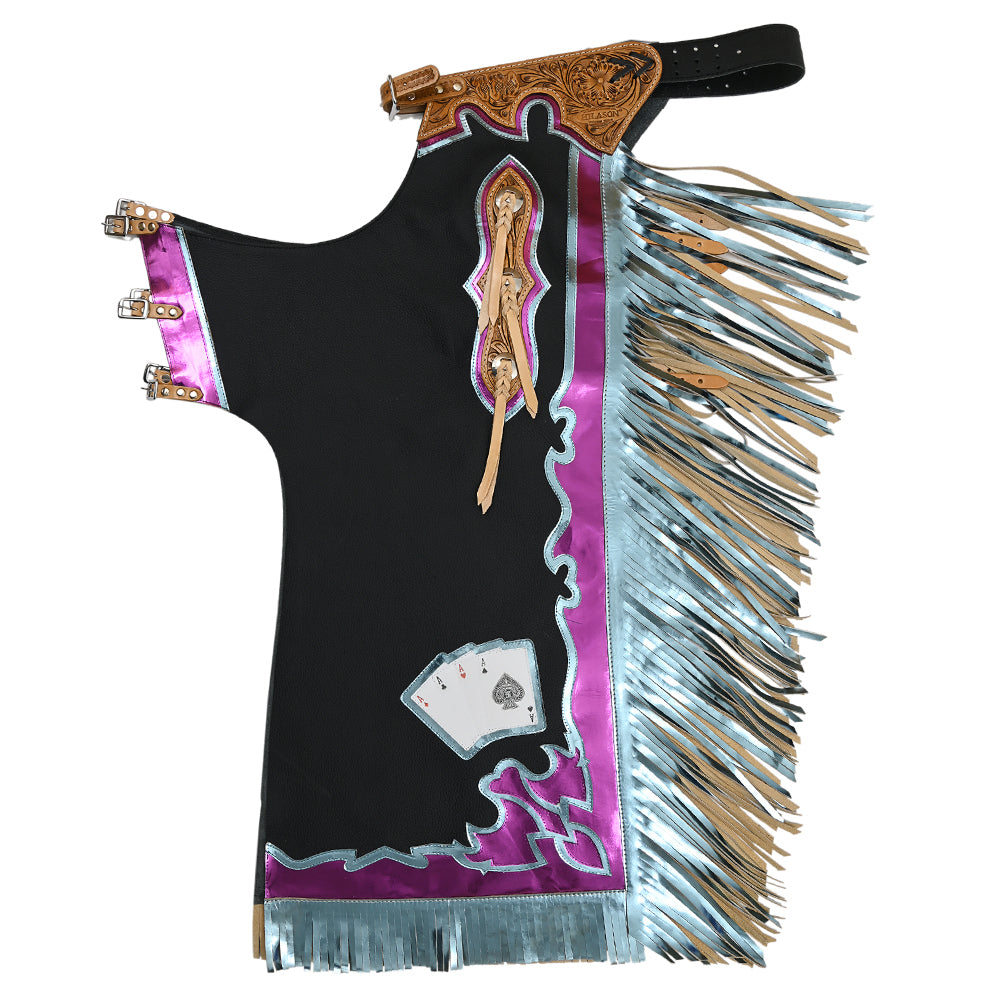 Hilason Handmade Genuine Leather Chaps Adult Handtooled Rodeo Bull Riding