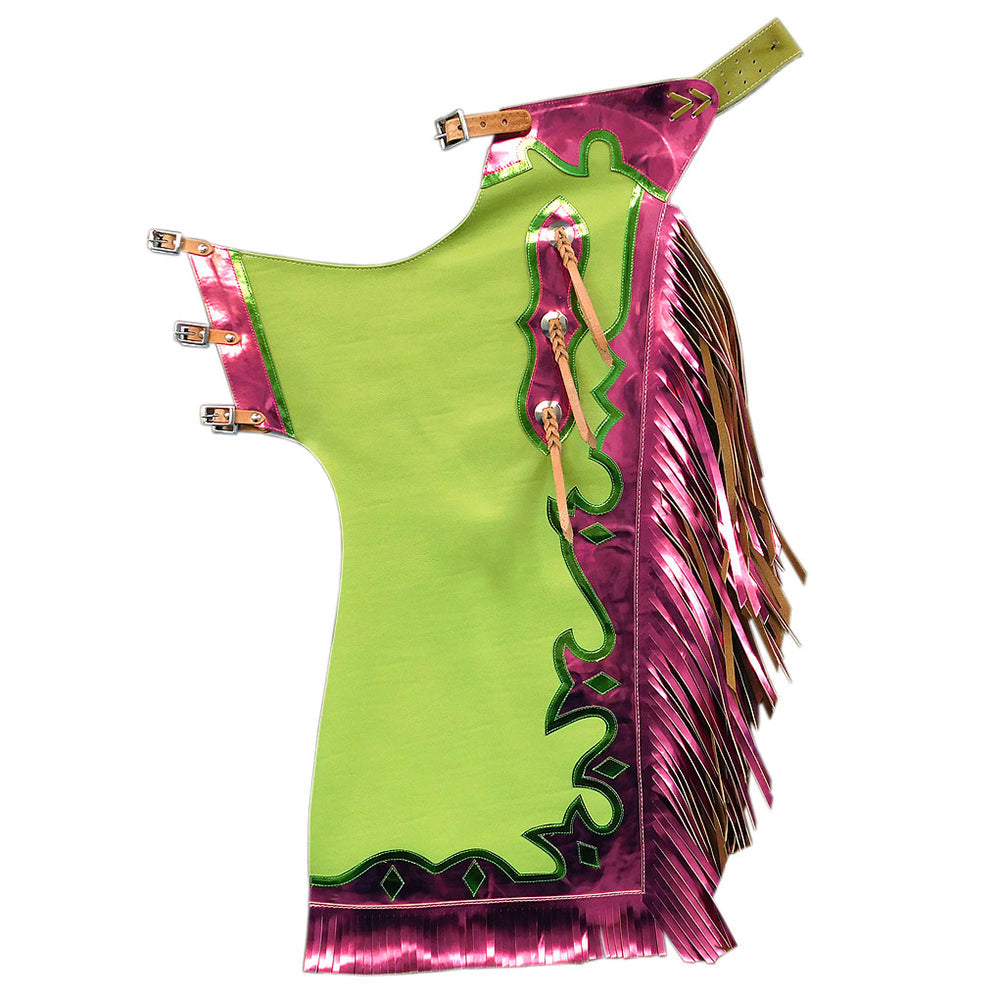 Hilason Bull Riding Soft Smooth White Leather Pro Rodeo Western Chaps