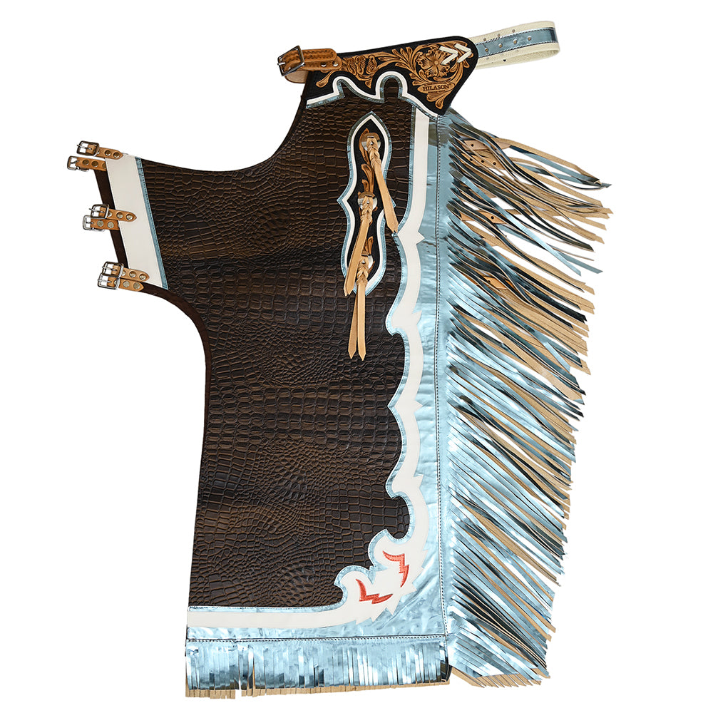 HILASON Bull Riding Alligator Print Genuine Leather Rodeo Western Chaps | for Men and Women Unisex
