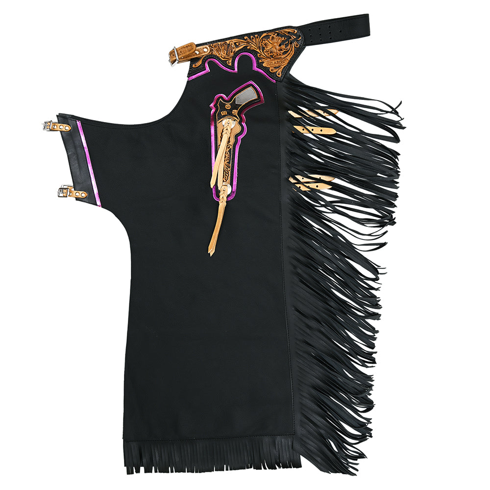 HILASON Western Horse Bull Riding Genuine Leather Rodeo Chaps