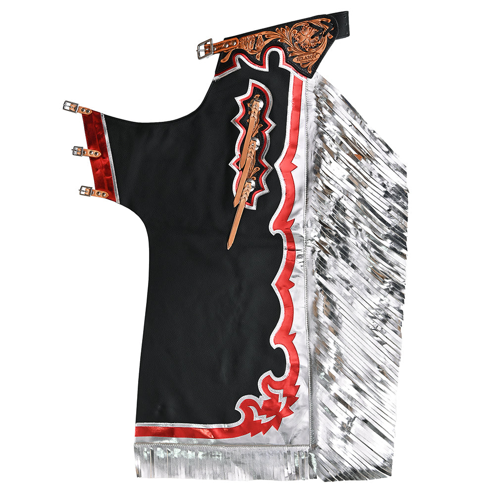 HILASON Bull Riding Genuine Black Leather Pro Rodeo Western Chaps Base | for Men and Women Unisex