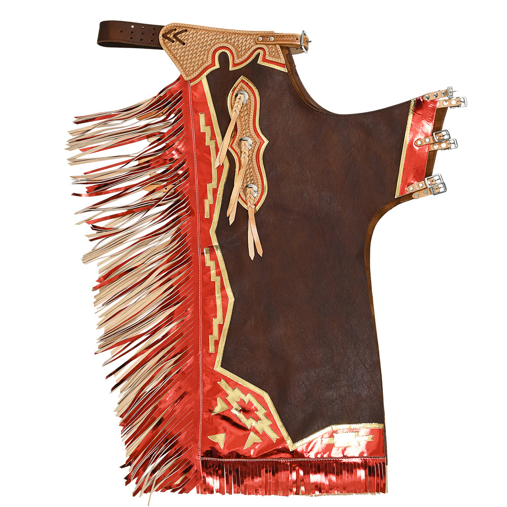 HILASON Pro Rodeo Bull Riding Chaps Smooth Genuine Leather Western Brown | for Men and Women Unisex