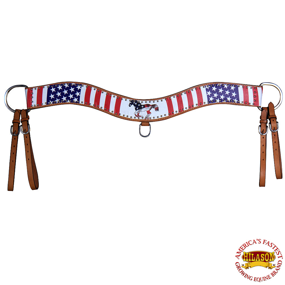 Hilason Western Horse Tripping Breast Collar Us Flag American Leather