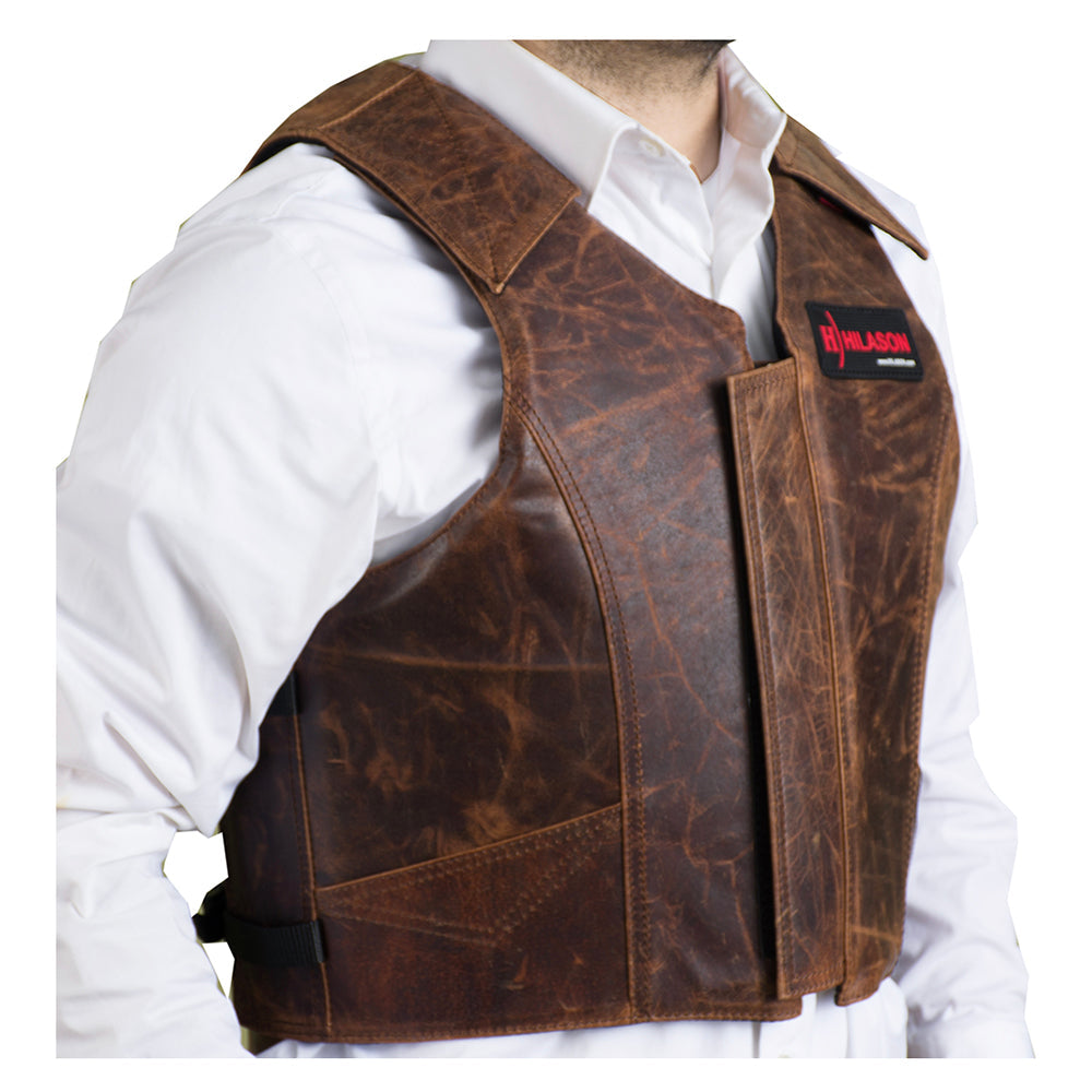 HILASON Equestrian Bull Riding Rodeo Safety Vest Protective Leather