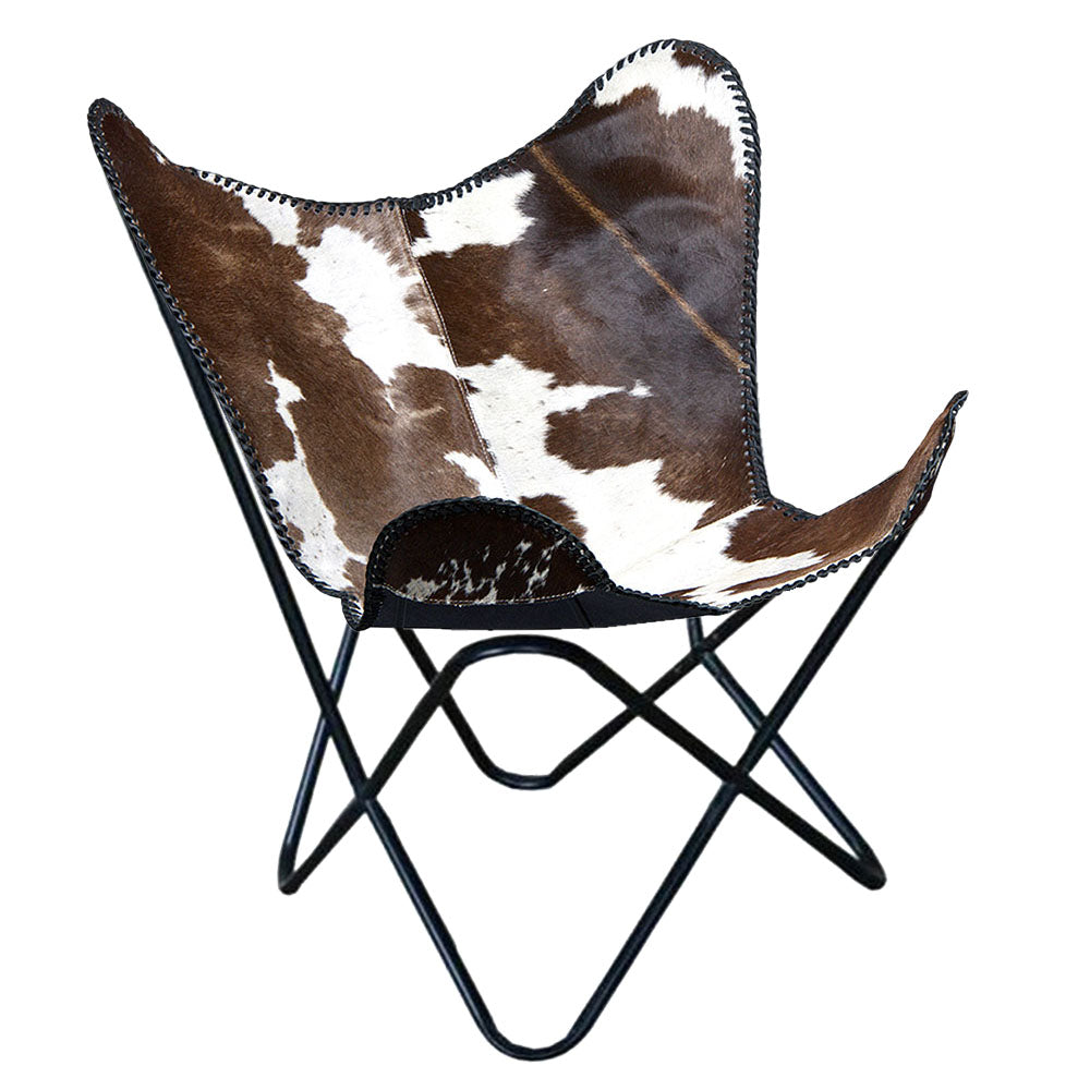 Genuine Leather Butterfly Chair Folding Lounge Modern Sling Accent Seat