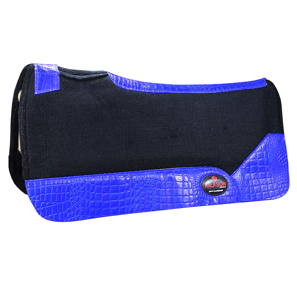 HILASON Western Wool Felt Horse Saddle Pad W/ Distressed Wear Leather | for Horses