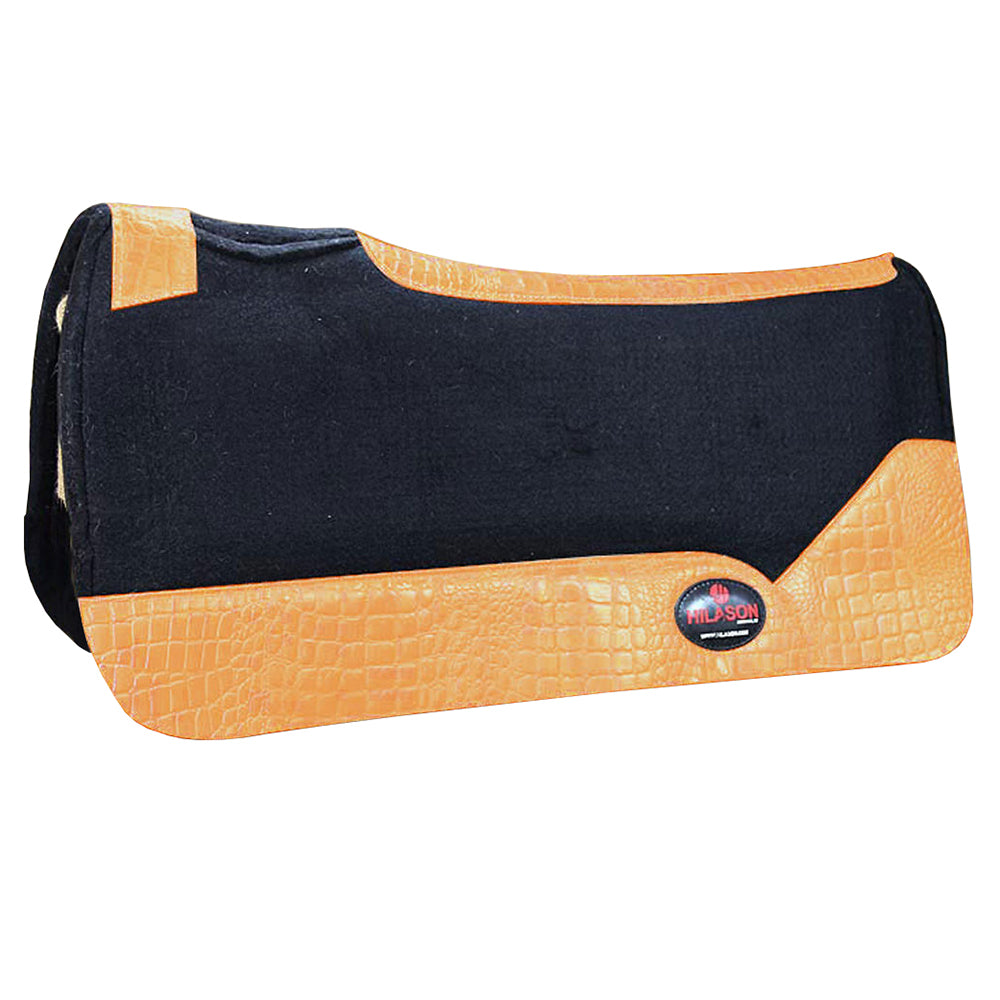 HILASON Western Wool Felt Horse Saddle Pad W/ Distressed Wear Leather | for Horses