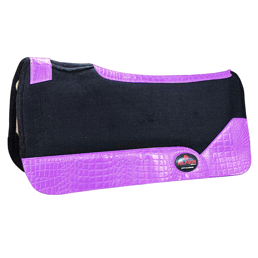 HILASON Western Wool Felt Horse Saddle Pad W/ Distressed Wear Leather | for Horses