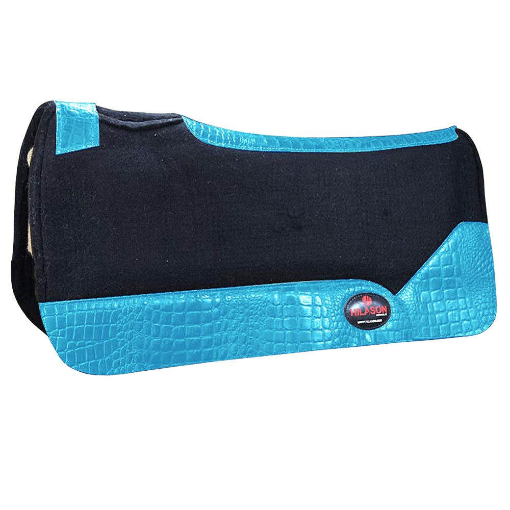 HILASON Western Wool Felt Horse Saddle Pad W/ Distressed Wear Leather | for Horses