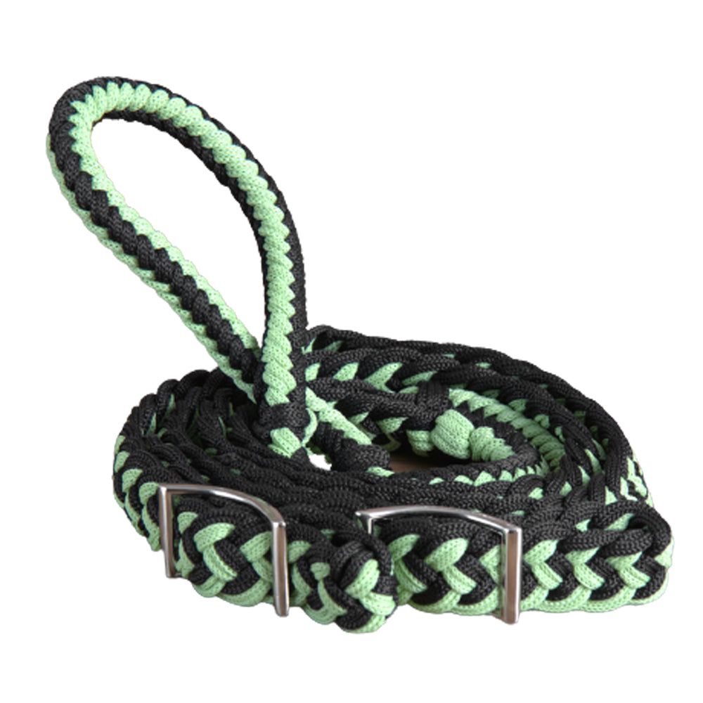 Hilason Braided Poly Barrel Racing Contest Flat Reins 1" X 8Ft Tan Black