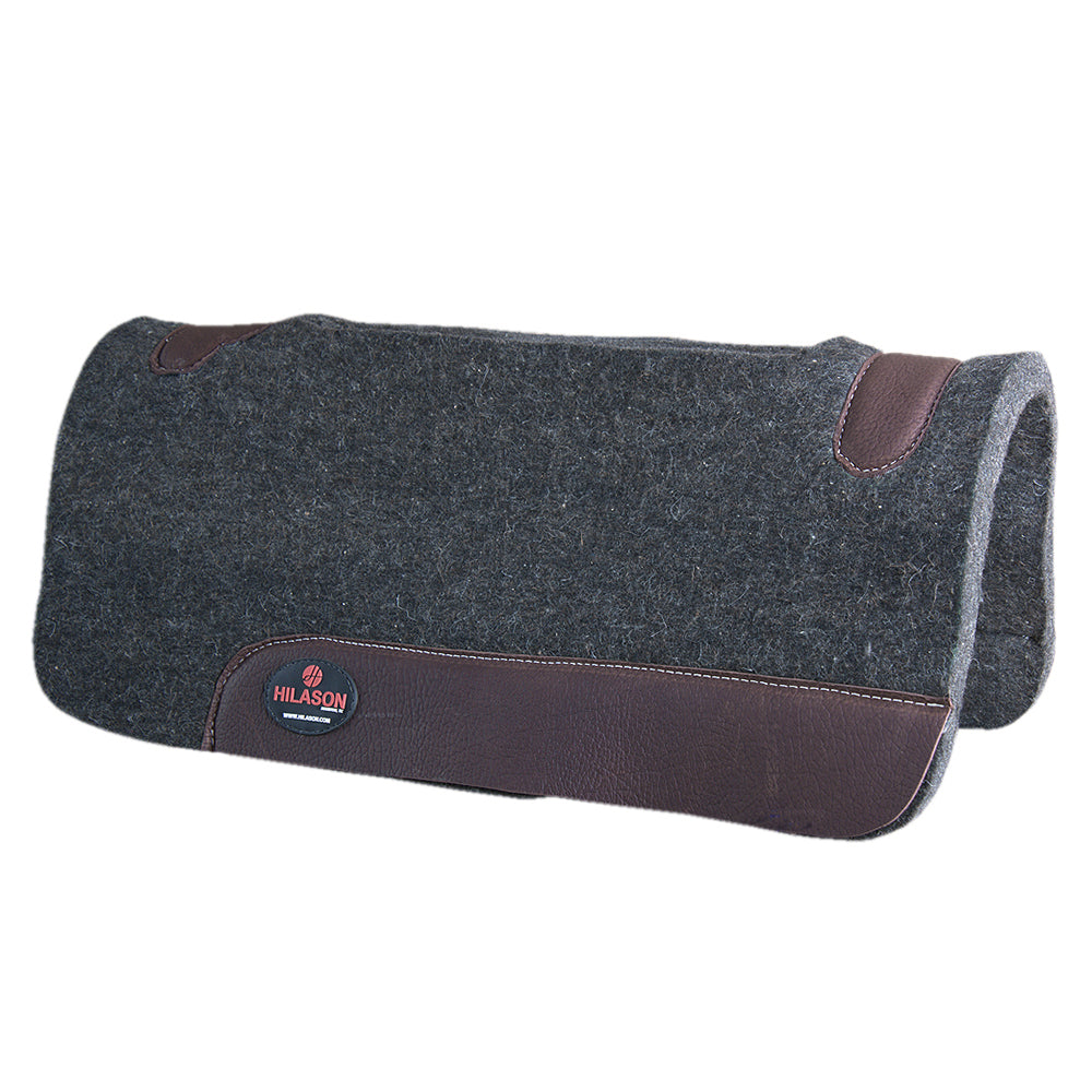 HILASON Western Wool Felt Horse Saddle Pad W/ Distressed Wear Leather Made in USA | for Horses