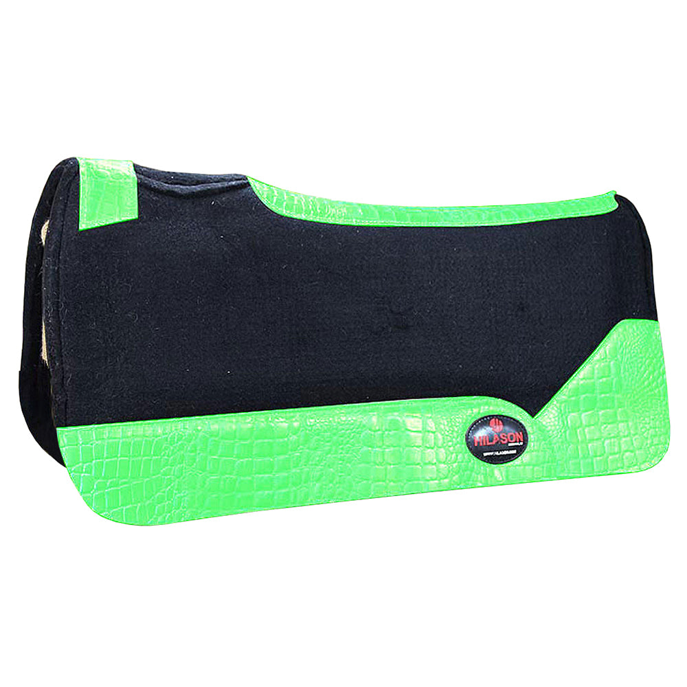 HILASON Western Wool Felt Horse Saddle Pad W/ Distressed Wear Leather | for Horses