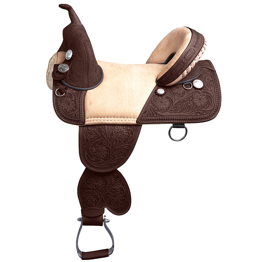 HILASON Treeless Western Trail Barrel Racing American Leather Saddle| Horse Saddle | for Horses