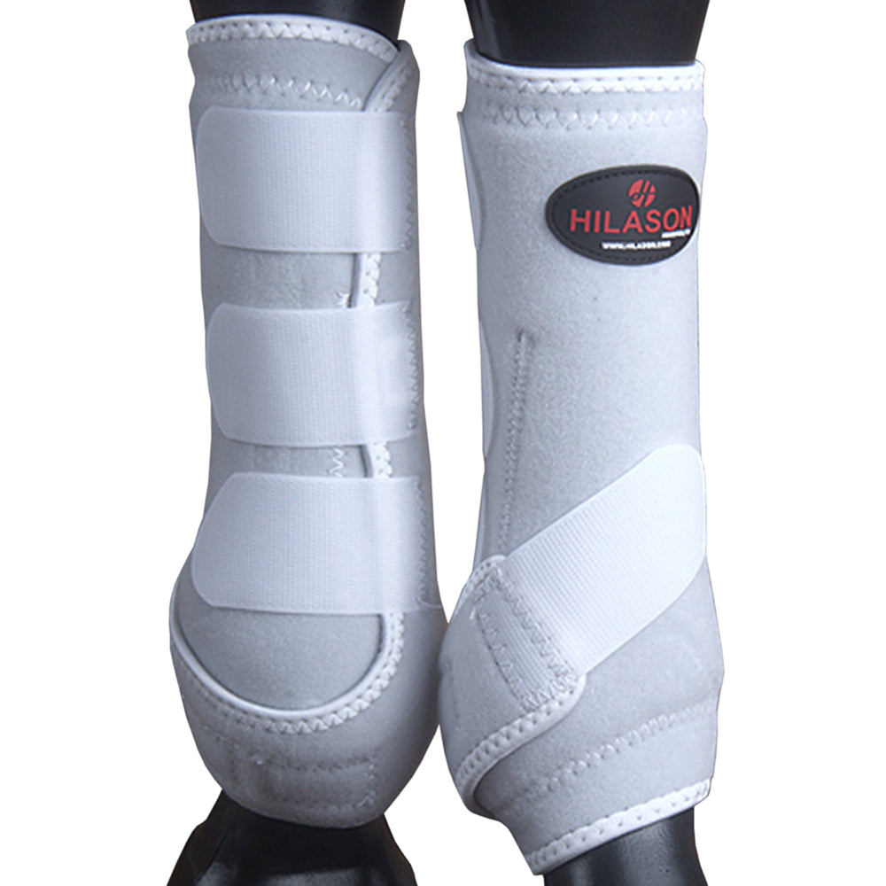 White Large HILASON Horse Medicine Sports Boots Rear Hind Leg