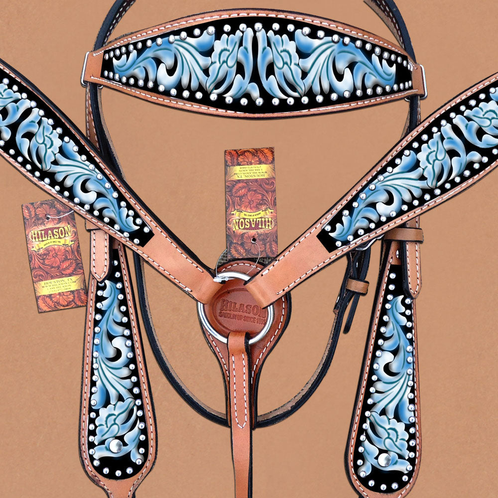 Hilason Western Horse Headstall Breast Collar Set American Leather
