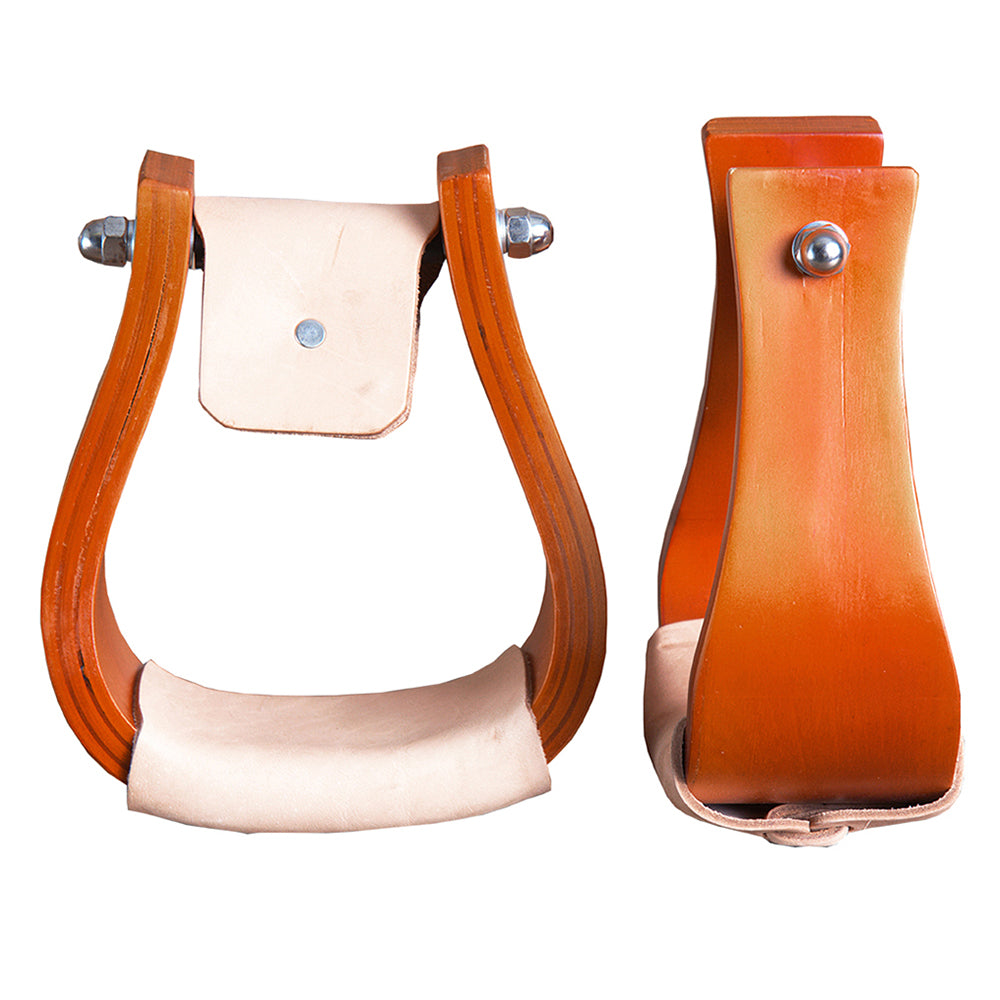 HILASON Western Wooden Offset Horse Saddle Stirrups Pair W/ 5" Width Large | Stirrups | Saddle Stirrups | Stirrups for Saddle | Wooden Stirrups | Western Stirrups | Stirrups for Horses