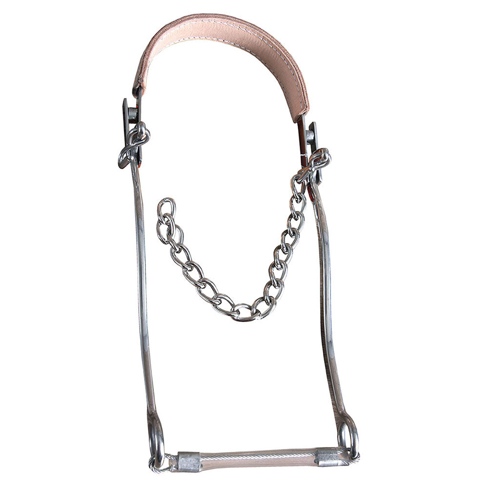 HILASON Western Leather Band Horse Mouth Steel Hackamore Bit W/Curb Chain | Horse Bit with Curb Chain | Horse Hackamore Bits | Horse Curb chain | Bits With Curb Chain for Horses