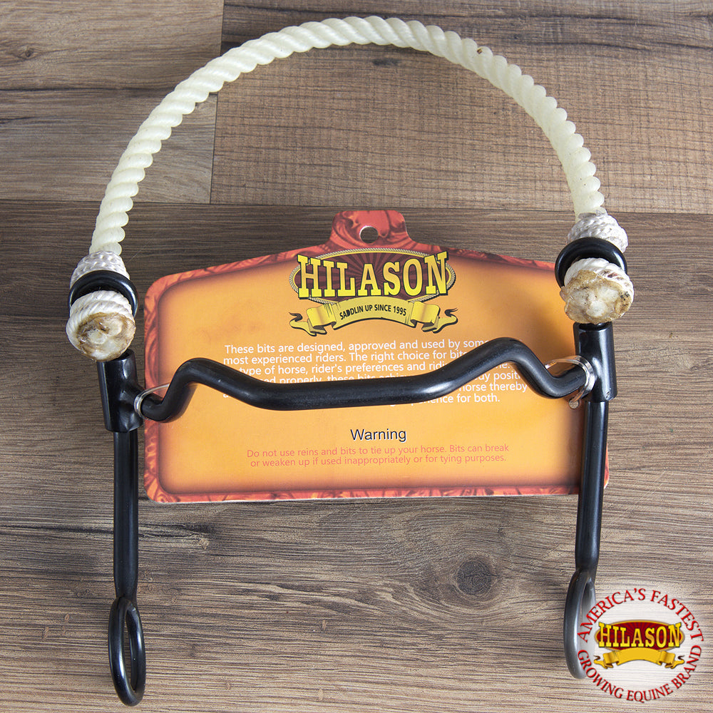 5-1/2" Hilason Western Black Steel Quick Stop Horse Mouth Bit W/ Rope Noseband