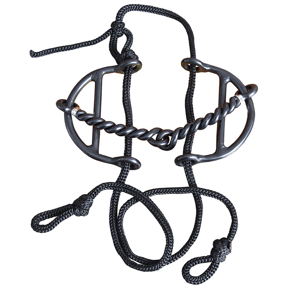 Hilason Western Black Steel 5-1/4" Horse Twisted Wire Mouth Gag Bit W/ Pp Strap