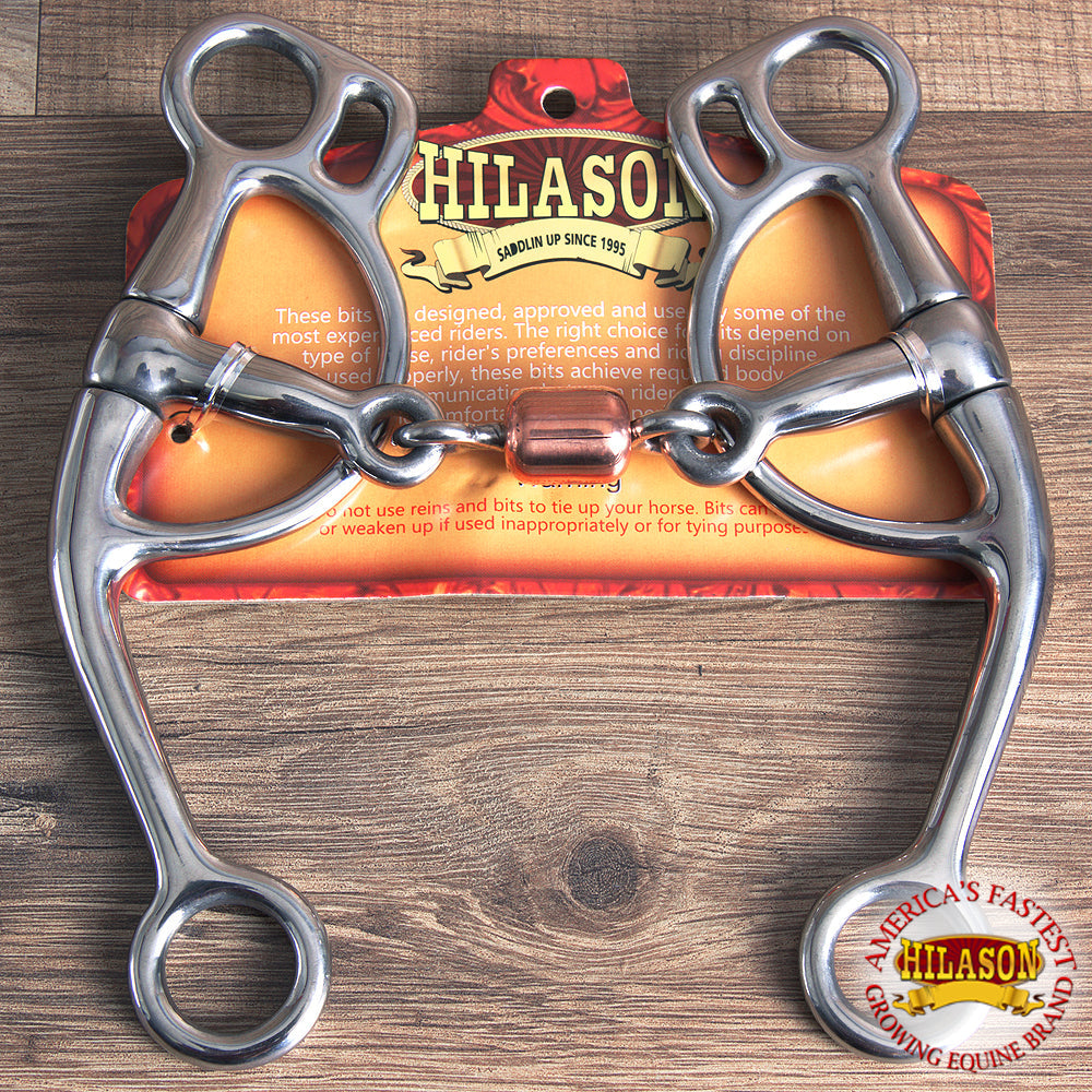 Hilason Stainless Steel Training Horse Bit Snaffle Mouth W/Sliding Copper Roller