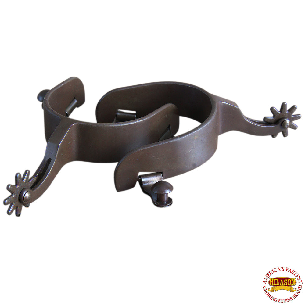 Hilason Antique Brown Men Spurs Plain Band 9 Points Rowels