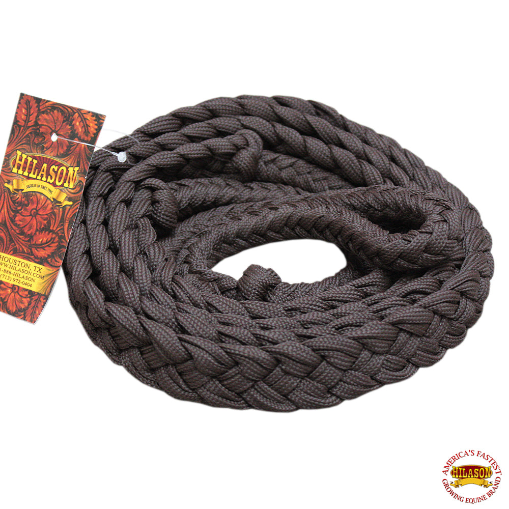 Hilason Braided Poly Barrel Racing Contest Reins Flat 1" X 8Ft Brown