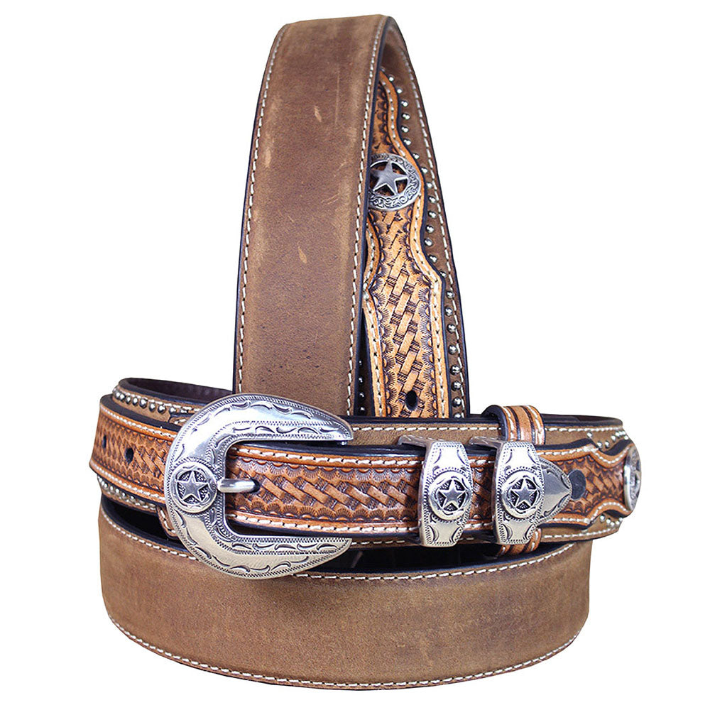 Nocona Pro Series Ranger Western Belt Full Grain Leather Basket Weave 1.5"
