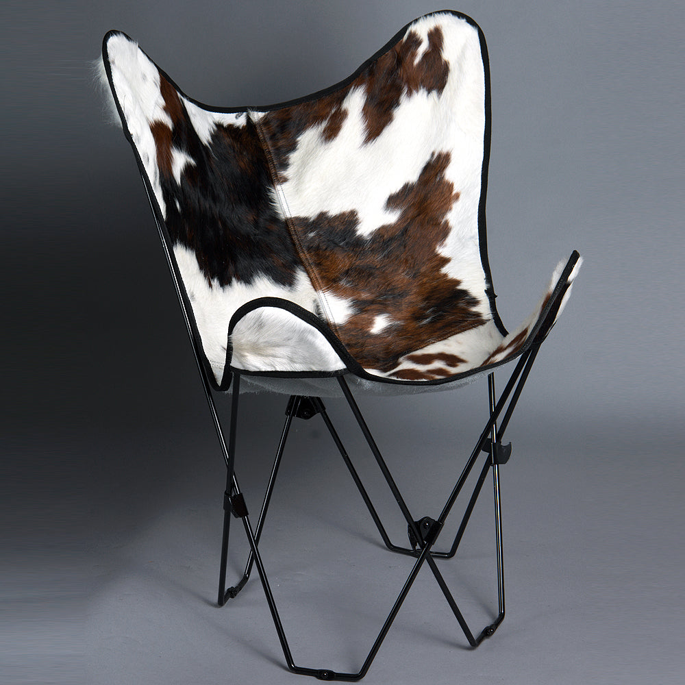 Genuine Leather Butterfly Chair Folding Lounge Modern Sling Accent Seat