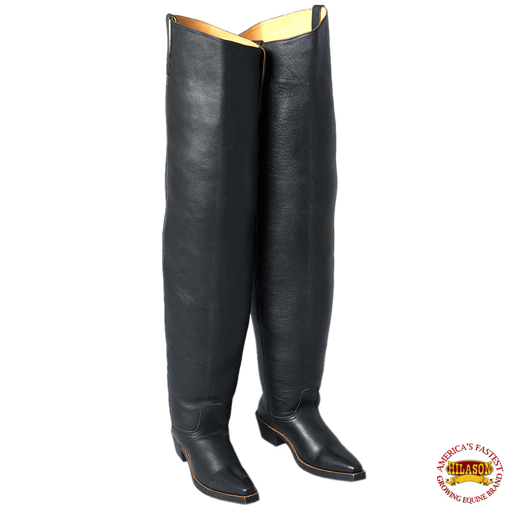 Hilason Black Biker Genuine Leather Men Thigh Long Boots Shoes