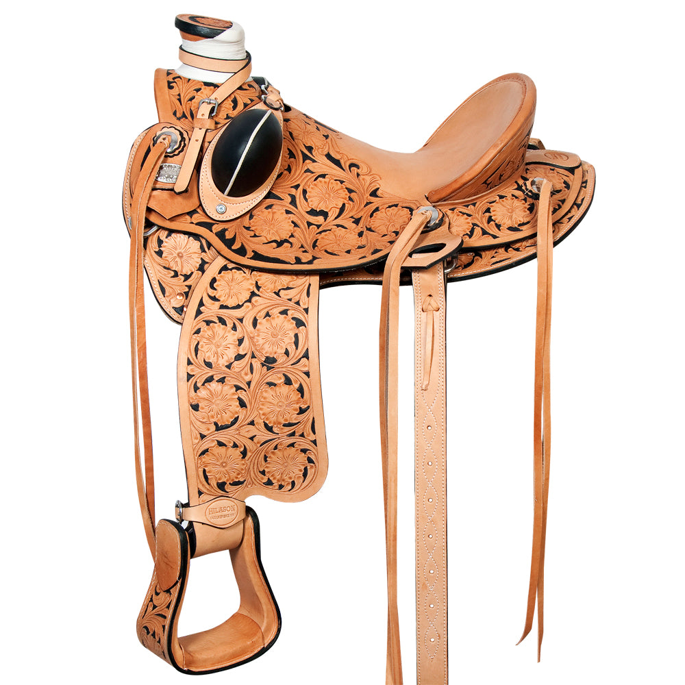 HILASON Western Horse Wade Saddle American Leather Ranch Roping Tan | Hand Tooled & For Horses