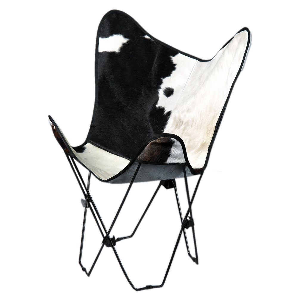 HILASON Genuine Leather Butterfly Chair Folding Lounge Modern Sling Accent Seat | Chair