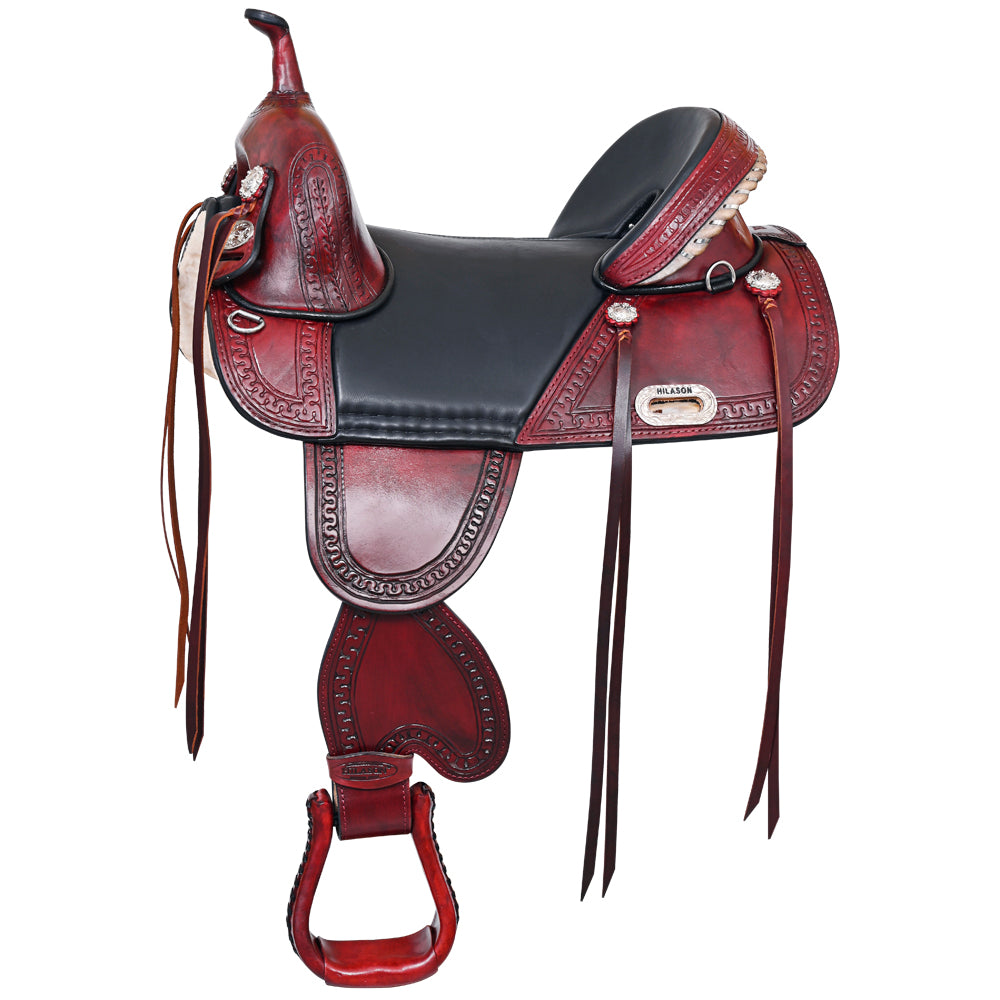 HILASON Western Horse Treeless Trail Saddle Genuine American Leather | for Horses
