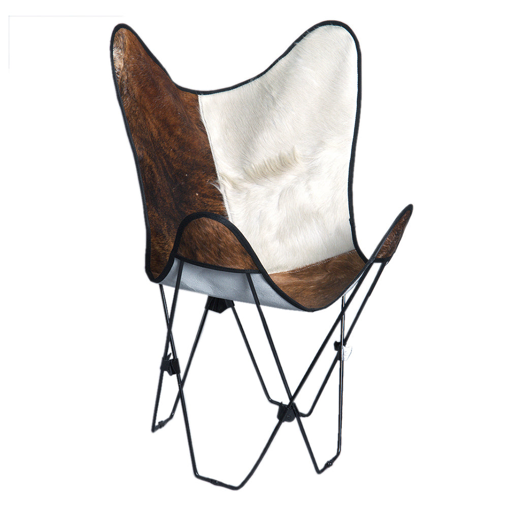 HILASON Genuine Leather Butterfly Chair Folding Lounge Modern Sling Accent Seat | Chair