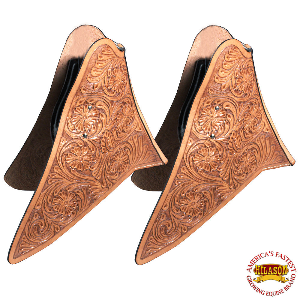 HILASON Horse Western Saddle Stirrup Cowboy Leather Tapaderos Cover Tan | Covers Covers| Hand Carved