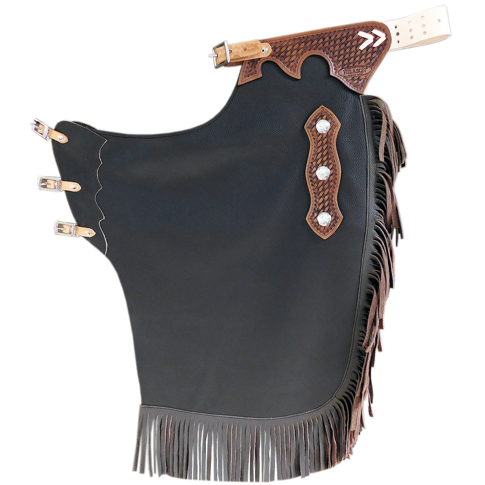 Hilason Western Bull Riding Chinks Chaps Adult Pro Rodeo Bronc Leather Brown