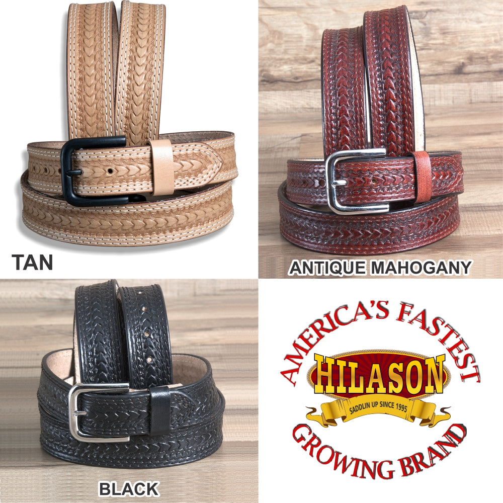 HILASON Western Genuine Leather Belt for Men Women Cowboy Cowgirl Handmade Unisex Full Grain Heavy Duty Tooled Belt for Jeans
