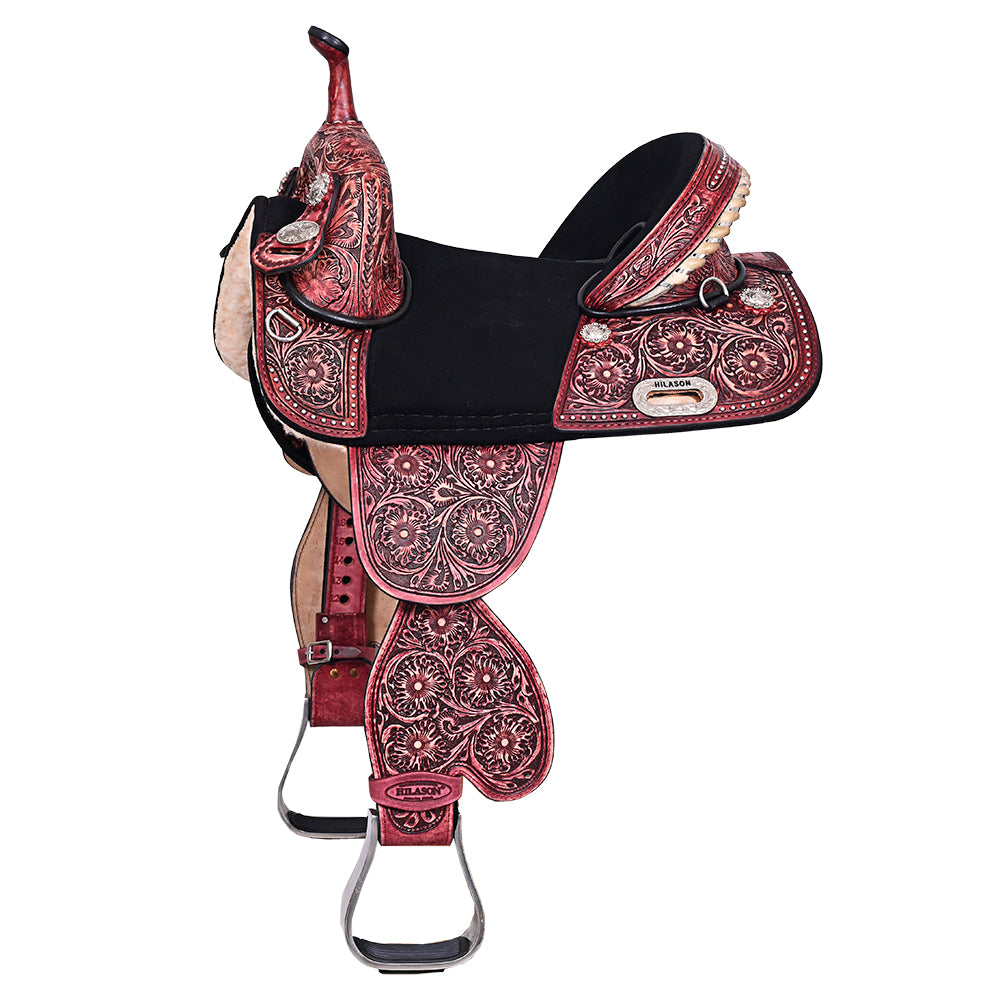 HILASON Child Treeless Horse Saddle Western American Leather Barrel | for Horses