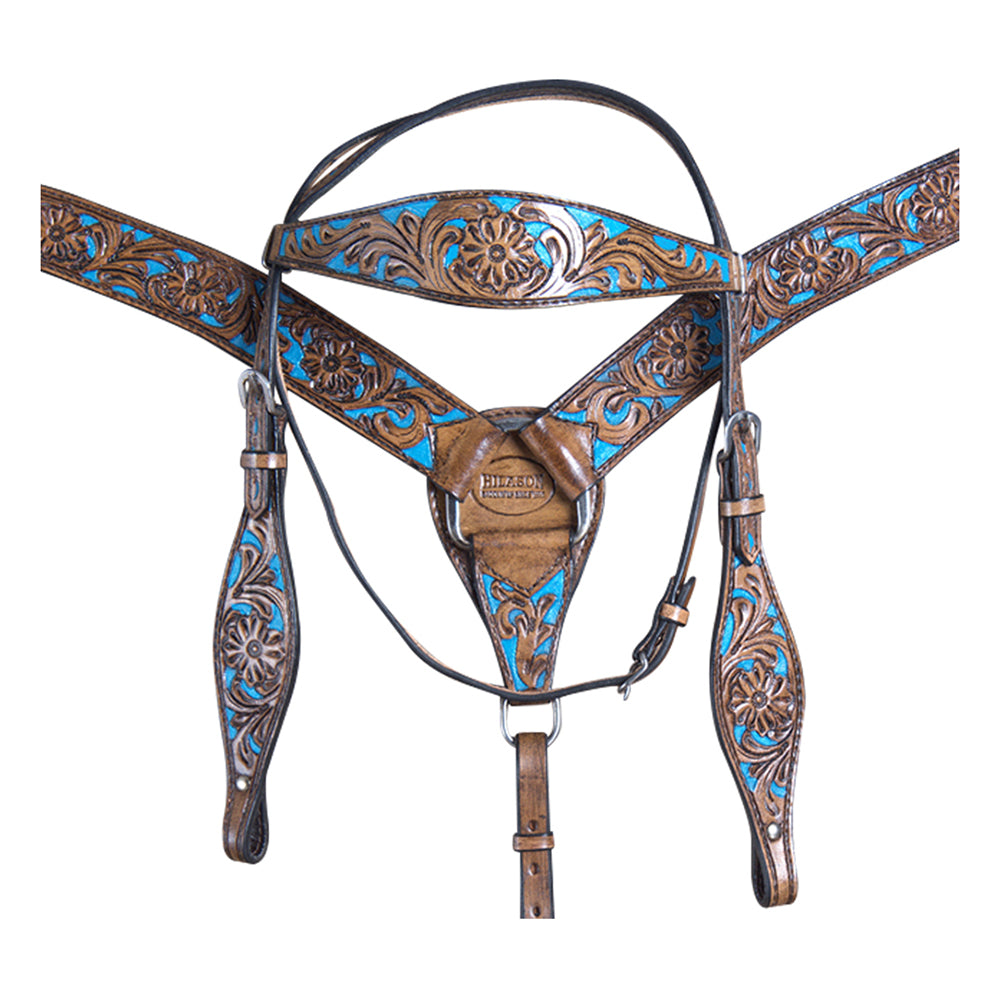 HILASON Western Horse Headstall Breast Collar Set Tack Genuine American Leather | For Horses Headstalls
